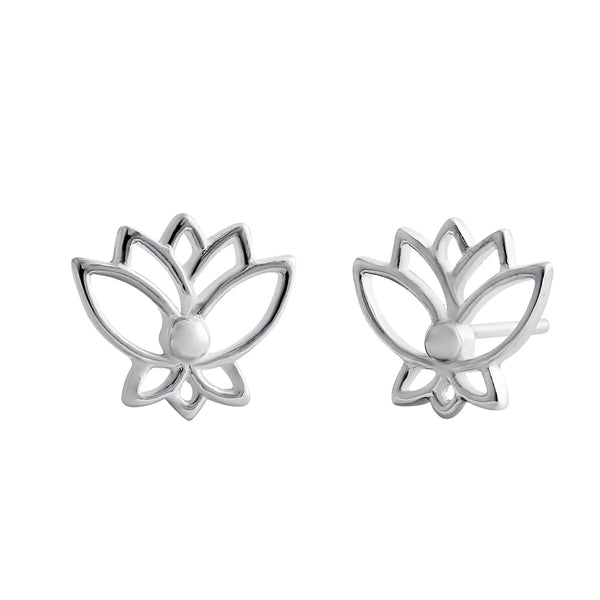 Sterling Silver Lotus Flower Stud Earrings