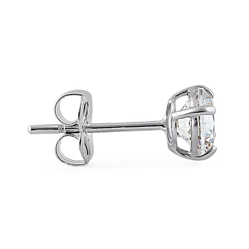 Solid 14K White Gold 4mm .5 ct Round Cut Clear CZ Earrings