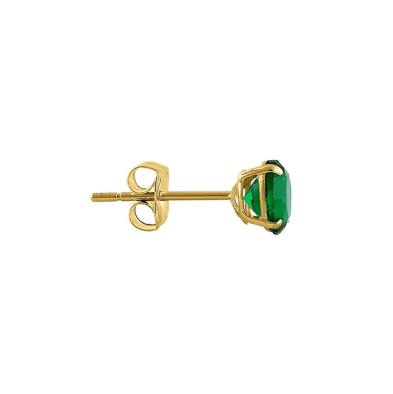 .92 ct Solid 14K Yellow Gold 5mm Round Cut Emerald CZ Earrings