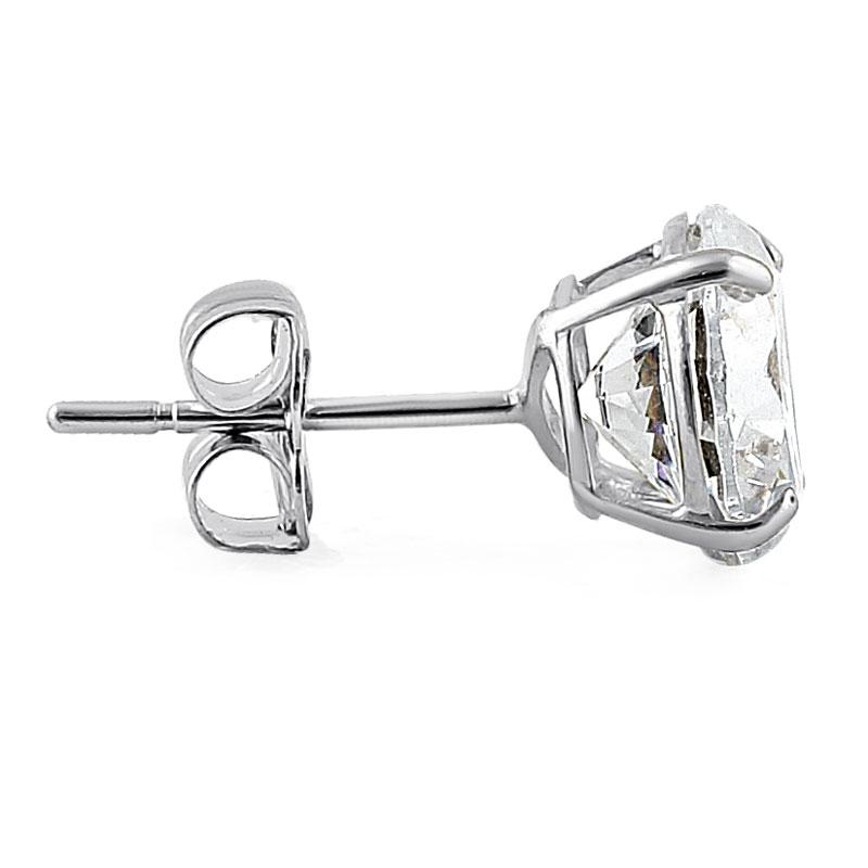 1.68 ct Solid 14K White Gold 6mm Round Cut Clear CZ Earrings