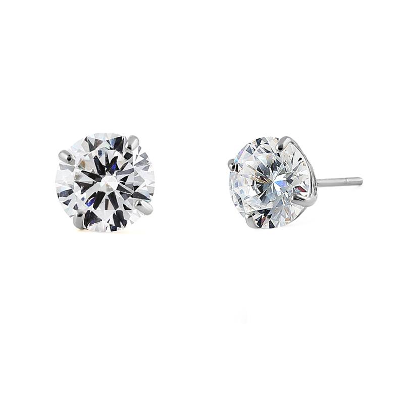 1.68 ct Solid 14K White Gold 6mm Round Cut Clear CZ Earrings