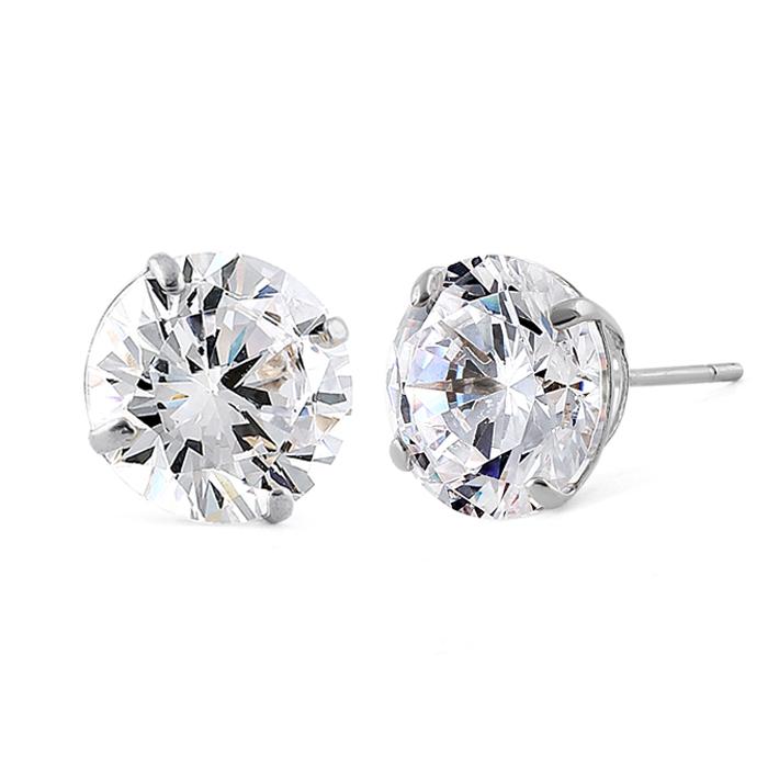 2.56 ct Solid 14K White Gold 7mm Round Cut Clear CZ Earrings