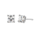 .36 ct Solid 14K White Gold 3mm Princess Cut Clear CZ Earrings