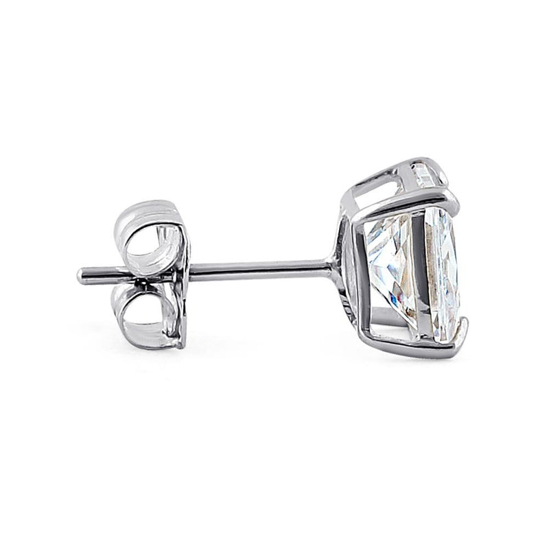 1.42 ct Solid 14K White Gold 5mm Princess Cut Clear CZ Earrings