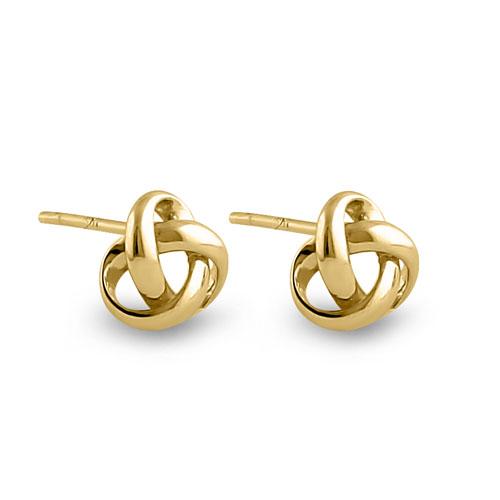 Solid 14K Yellow Gold Love Knot Earrings