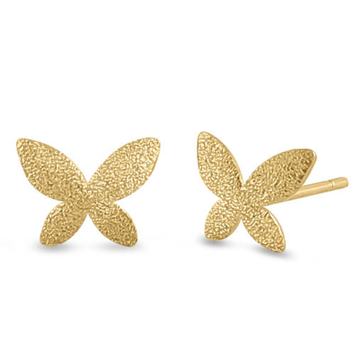 Solid 14K Yellow Gold Stardust Butterfly Earrings