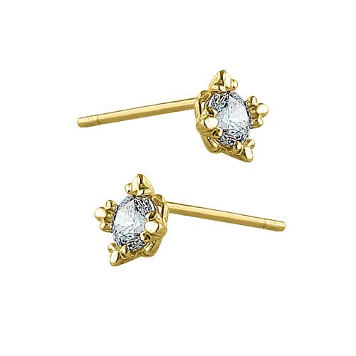 .34 ct Solid 14K Yellow Gold 3.5MM Round CZ Earrings