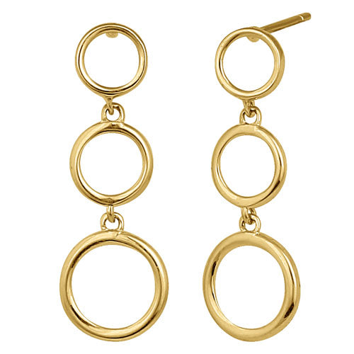 Solid 14K Yellow Gold Dangle Circle Earrings