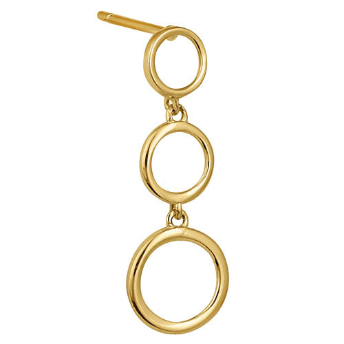 Solid 14K Yellow Gold Dangle Circle Earrings