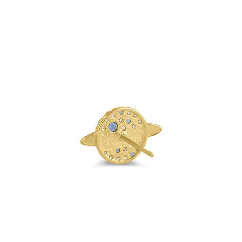 Solid 14K Yellow Gold Planet CZ Earrings