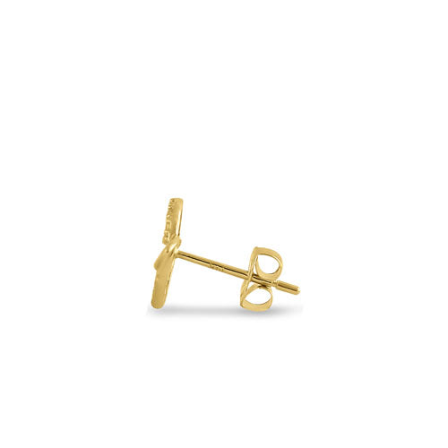 Solid 14K Yellow Gold Planet CZ Earrings