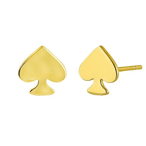Solid 14K Yellow Gold Spade Earrings