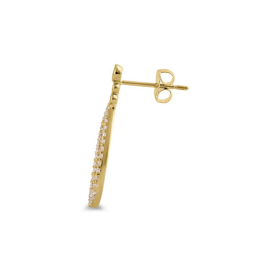 Solid 14K Yellow Gold Drop CZ Earrings