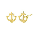 Solid 14K Yellow Gold Anchor Earrings
