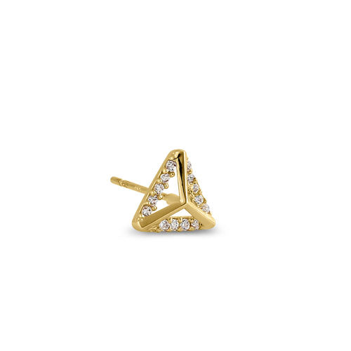 Solid 14K Yellow Gold Trendy Triangle CZ Earrings