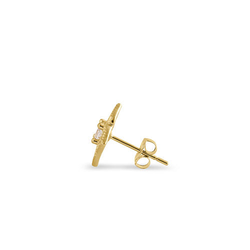 Solid 14K Yellow Gold Vintage CZ Earrings