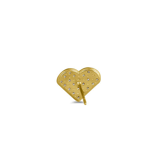 Solid 14K Yellow Gold Heart CZ Earrings