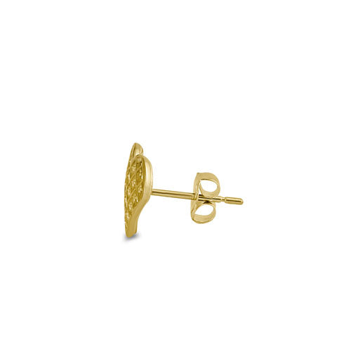 Solid 14K Yellow Gold Heart CZ Earrings