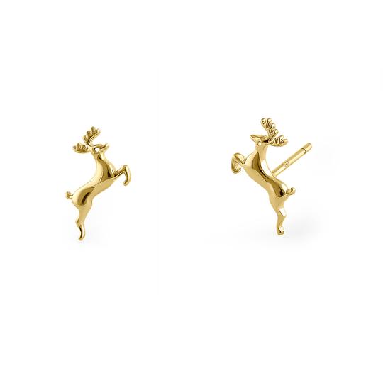 Solid 14K Yellow Gold Stag Earrings