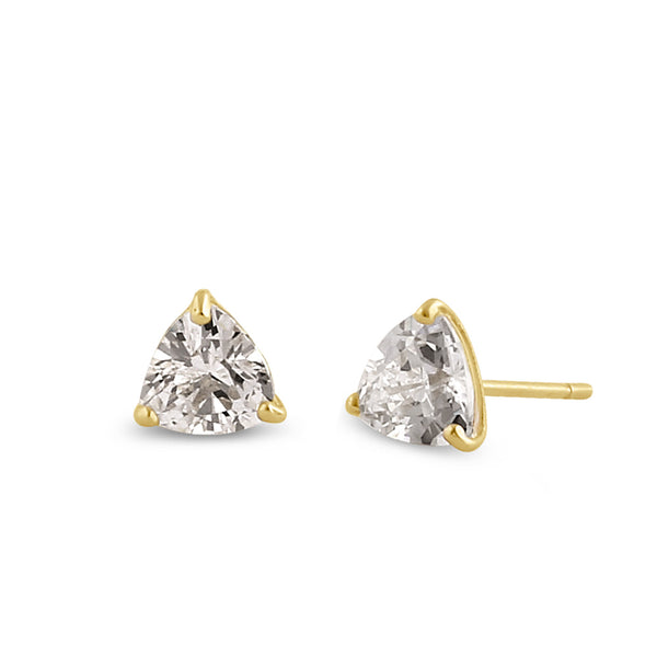 .84 ct Solid 14K Gold Trillion CZ Earrings