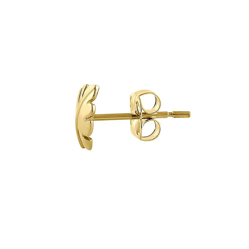Solid 14K Yellow Gold Leaf Earrings