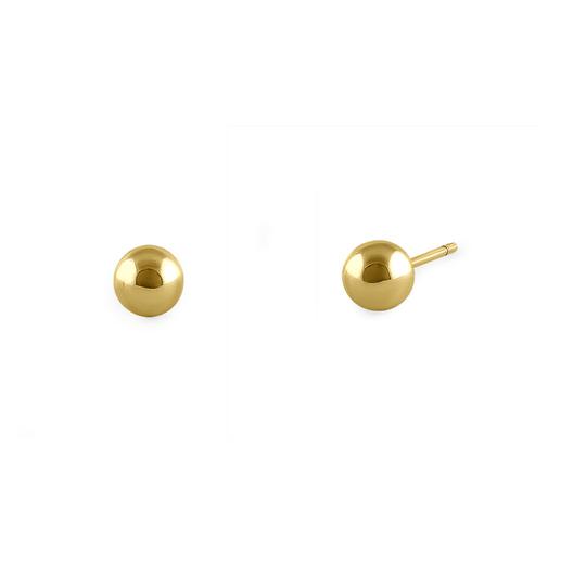 Solid 14K Yellow Gold 4mm Ball Earrings
