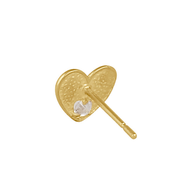 Solid 14K Gold Love Heart CZ Earrings