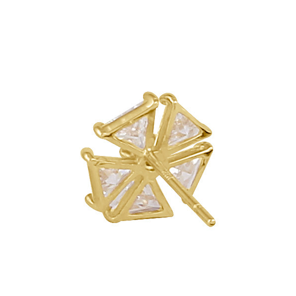 Solid 14K Gold Triangular Flower CZ Earrings