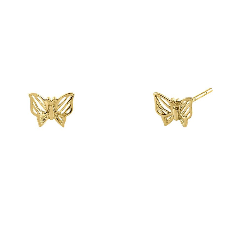 Solid 14K Yellow Gold Mystic Butterfly Earrings