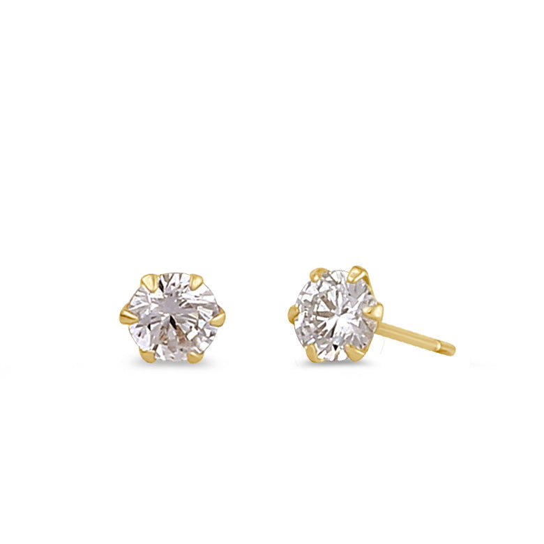.5 ct Solid 14K Gold 4.0mm Round CZ Earrings
