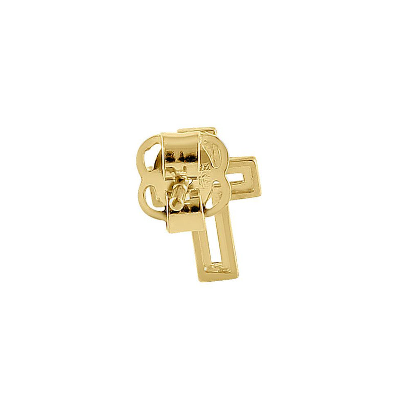 Solid 14K Yellow Gold Cross Outline Earrings