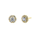 .5 ct Solid 14K Yellow Gold Halo Round CZ Earrings