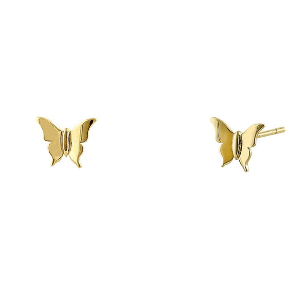 Solid 14K Yellow Gold Simple Butterfly Earrings