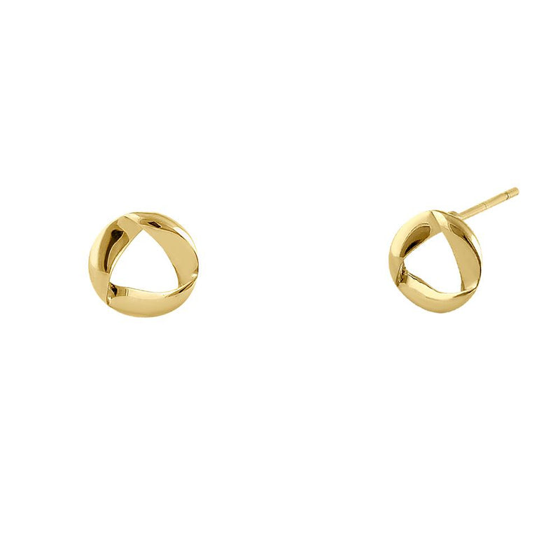 Solid 14K Yellow Gold Circular Twist Earrings