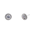 .92 ct Solid 14K White Gold Simple Halo Round CZ Earrings