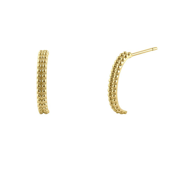 Solid 14K Yellow Gold Half Loop Beaded Earrings