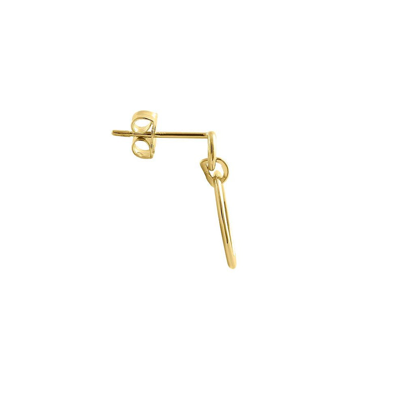 Solid 14K Yellow Gold Dangle Hoop Earrings