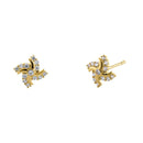 Solid 14K Yellow Gold Pinwheel CZ Earrings