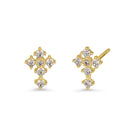 Solid 14K Gold Cross with Clear CZ Earrings