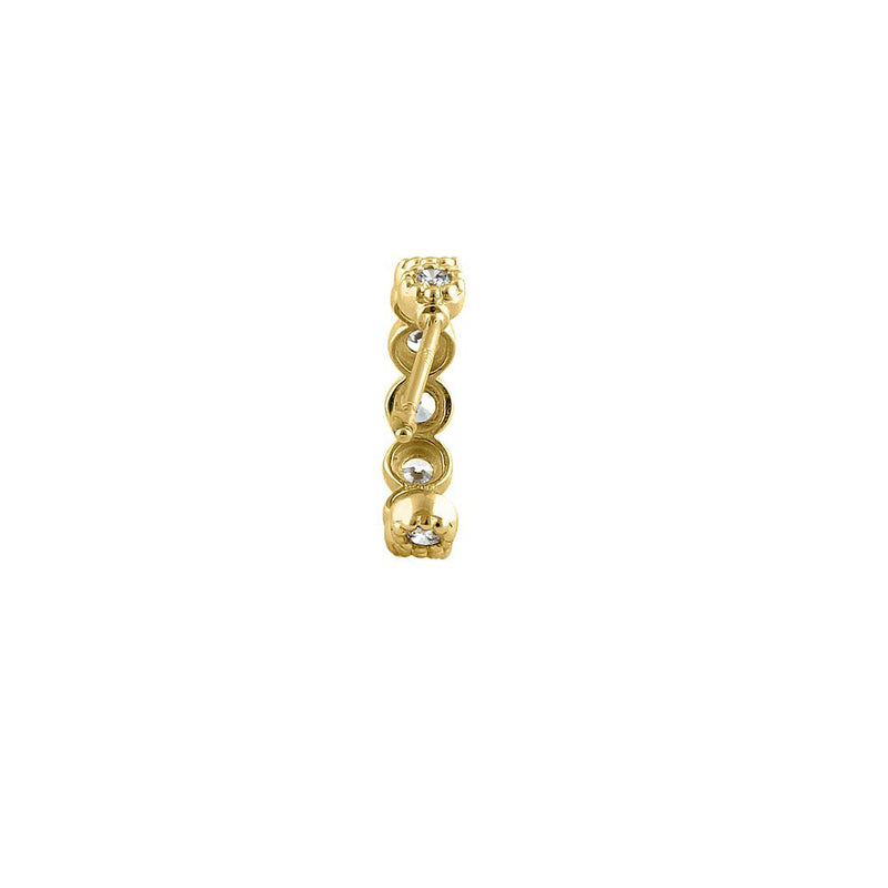 Solid 14K Yellow Gold Half Loop CZ Stud Earrings
