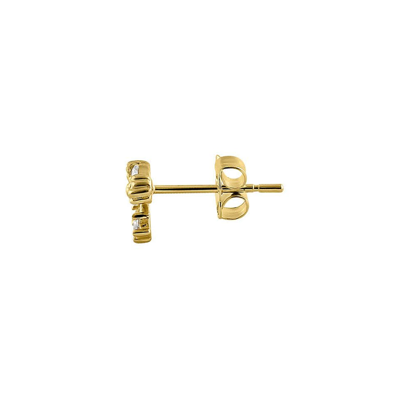 Solid 14K Yellow Gold Pretty Bow CZ Earrings