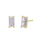 Solid 14K Yellow Gold 6 x 3mm Baguette CZ Earrings