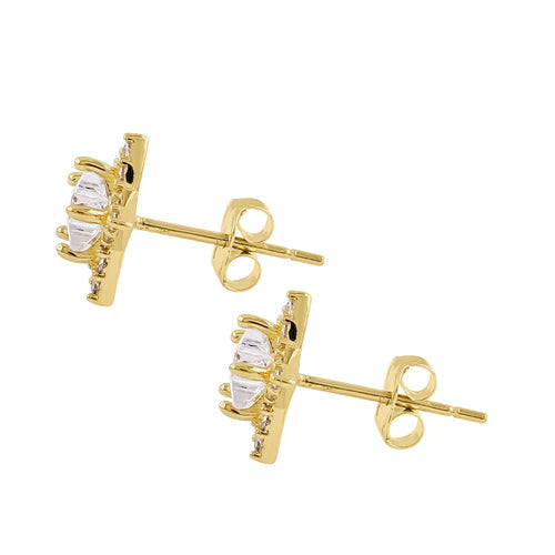 Solid 14K Yellow Gold Dainty Star CZ Earrings