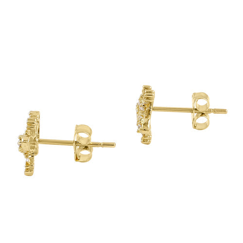 Solid 14K Yellow Gold Dainty Lizard CZ Earrings