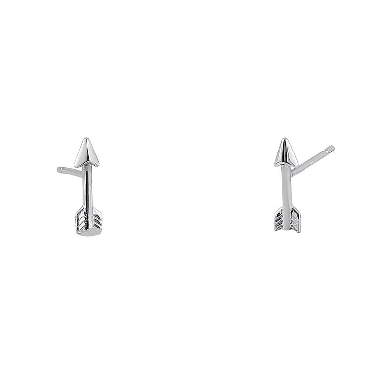 Solid 14K White Gold Trendy Arrow Earrings