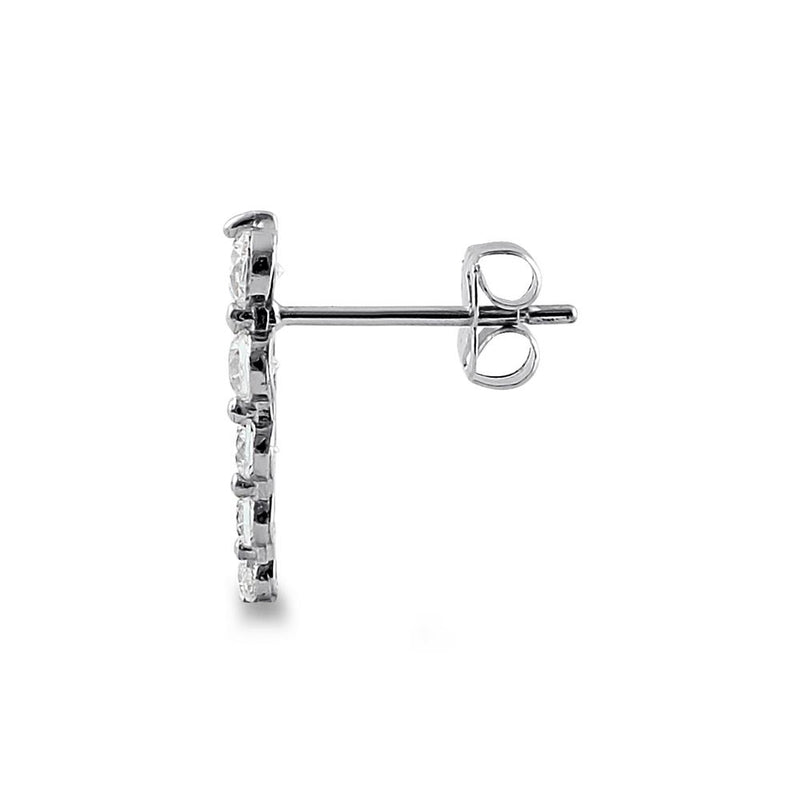 Solid 14K White Gold 5 Clear Round CZ Stud Earrings