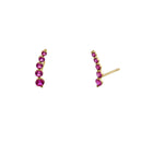 Solid 14K Yellow Gold 5 Ruby Round CZ Stud Earrings
