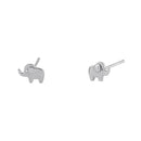 Solid 14K White Gold Elephant Earrings