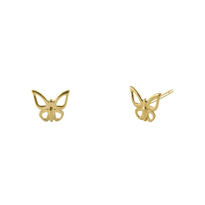 Solid 14K Yellow Gold Graceful Butterfly Earrings