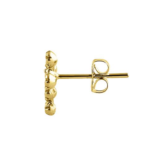 Solid 14K Yellow Gold Round Cross CZ Earrings